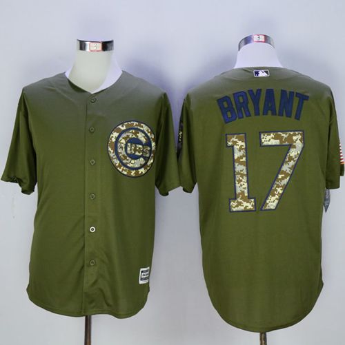 Cubs #17 Kris Bryant Green Camo New Cool Base Stitched MLB Jersey - Click Image to Close